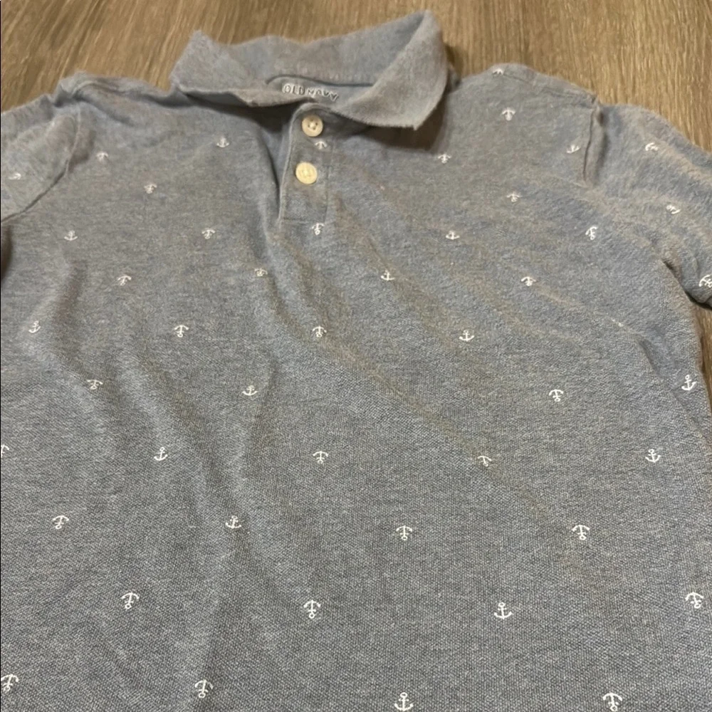 Old Navy Gray Kids Polo with Anchor Pattern